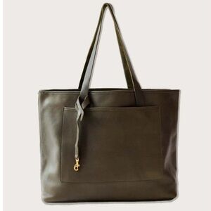 WP Standard DonLo Mercantile Olive Green Oversized Leather Utility Tote Bag